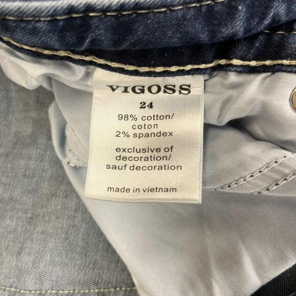Vigoss Jeans Women 24 Slim Boot Medium Wash Stretch Denim Embroidered Western - Picture 5 of 9